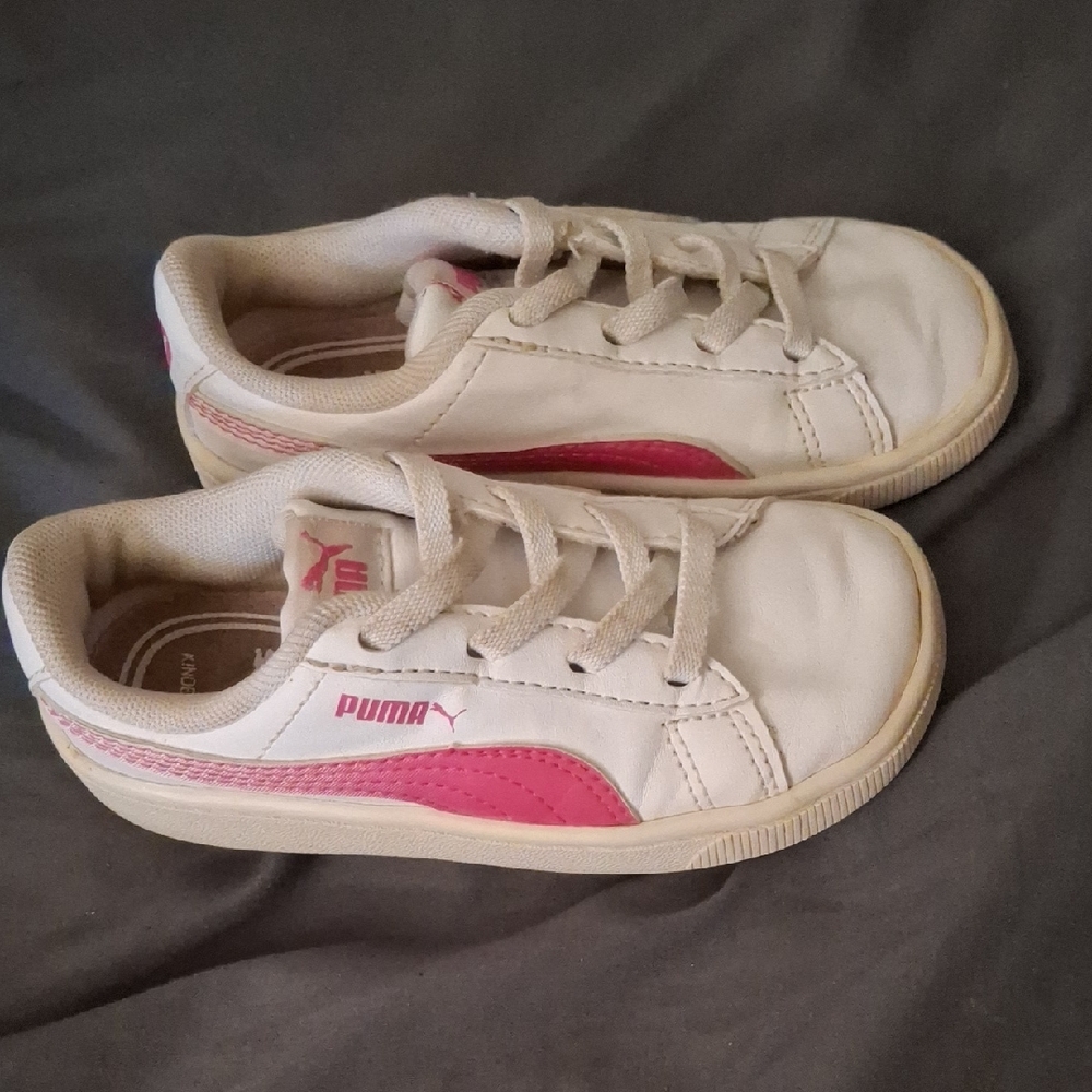 Puma Kids' White and Pink Sneakers